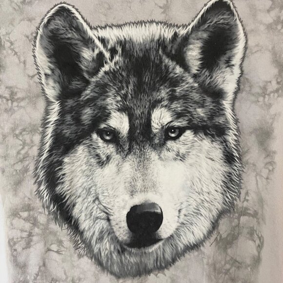 Liquid Blue Gray Tie-dye Wolf T-Shirt Men's Size Large Short-Sleeve Graphic Tee - Picture 7 of 11